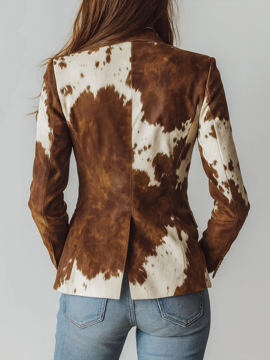 Blazer de ante con estampado de vaca