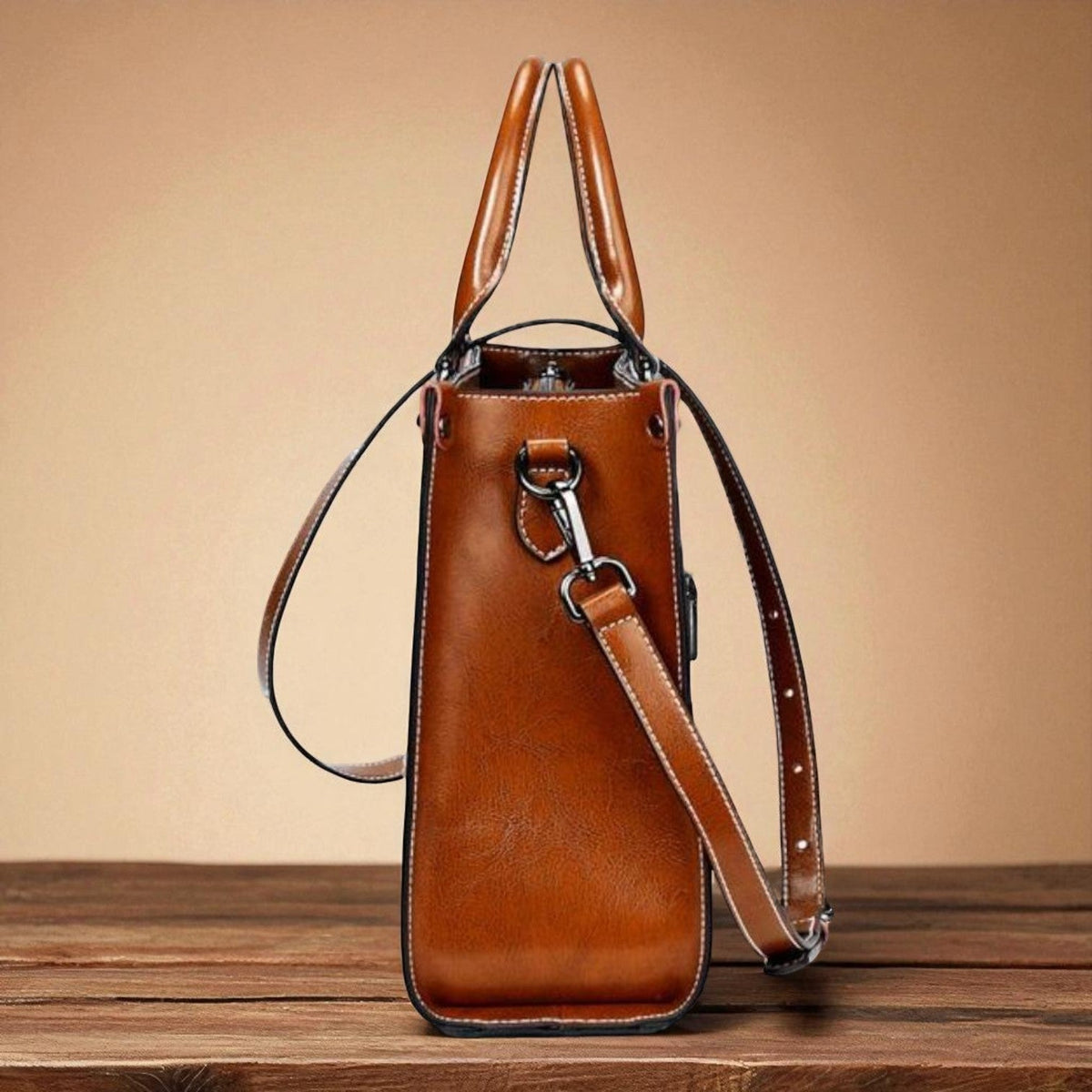 Bolsa tote de piel clásica