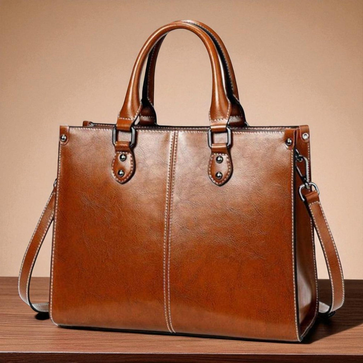 Bolsa tote de piel clásica