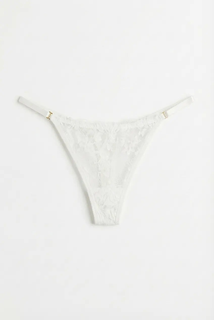 Floral Lace | High-Cut Thong in White