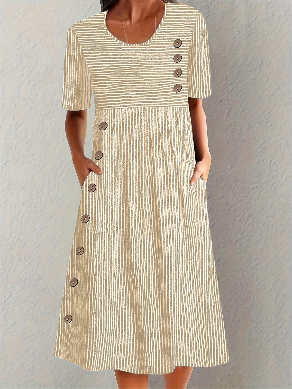 Vestido midi fluido a rayas
