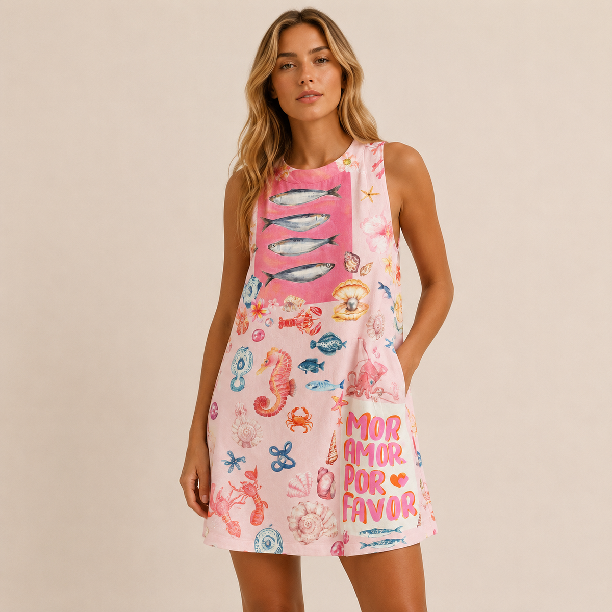 Vestido corto de lino