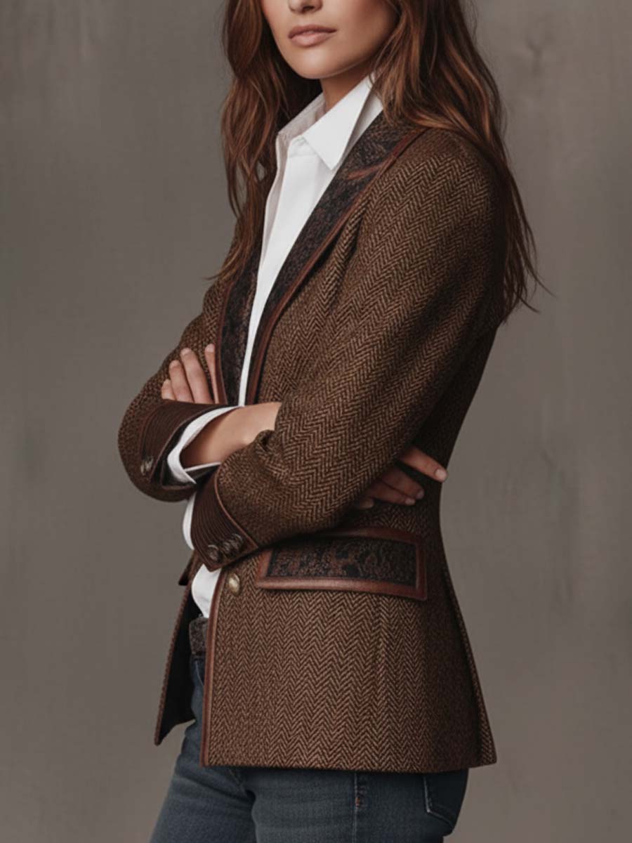 Blazer con paneles estampados en contraste