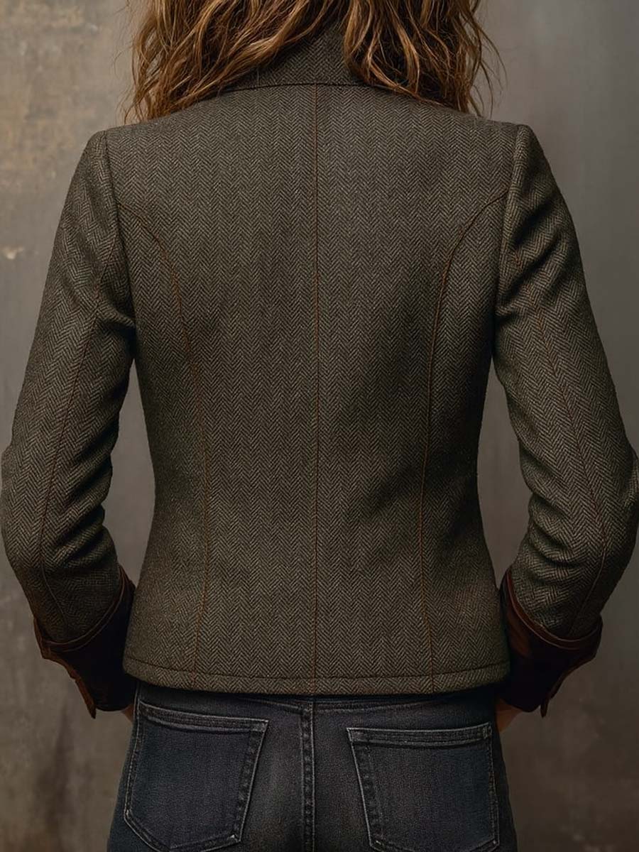 Blazer de espiga con ribetes en contraste