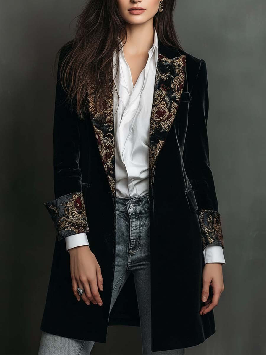Blazer entallado con estampado barroco