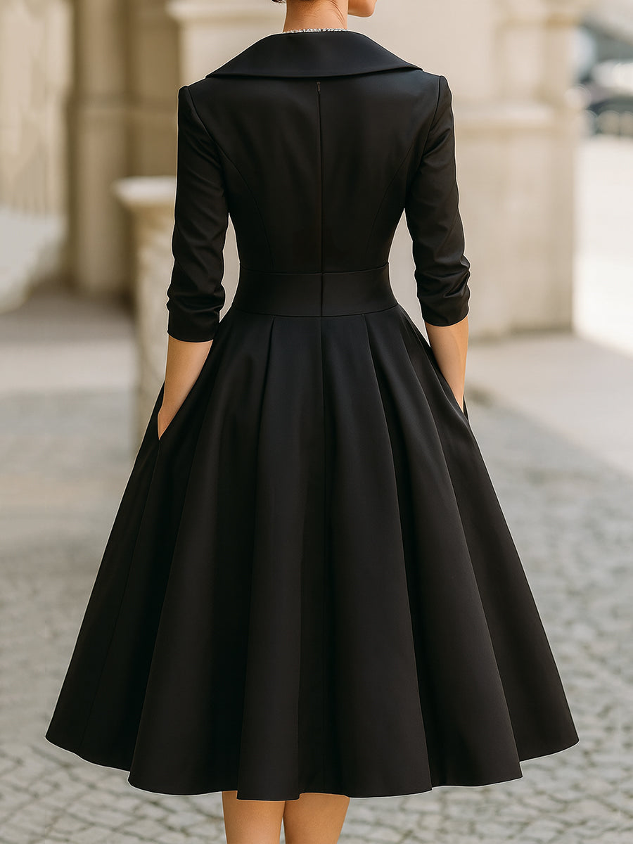 Vestido midi con cuello envolvente