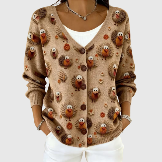 Cárdigan de punto con estampado navideño