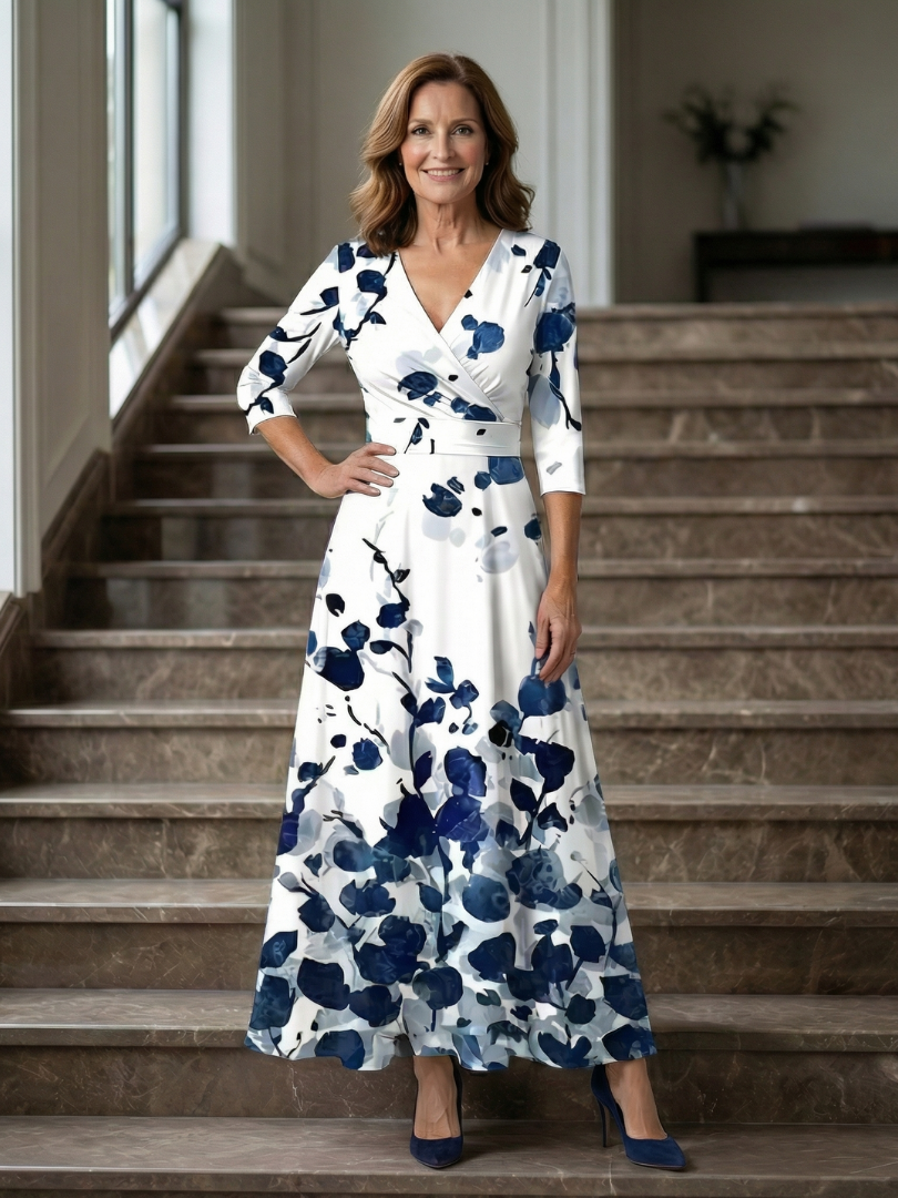 Vestido midi cruzado con estampado floral