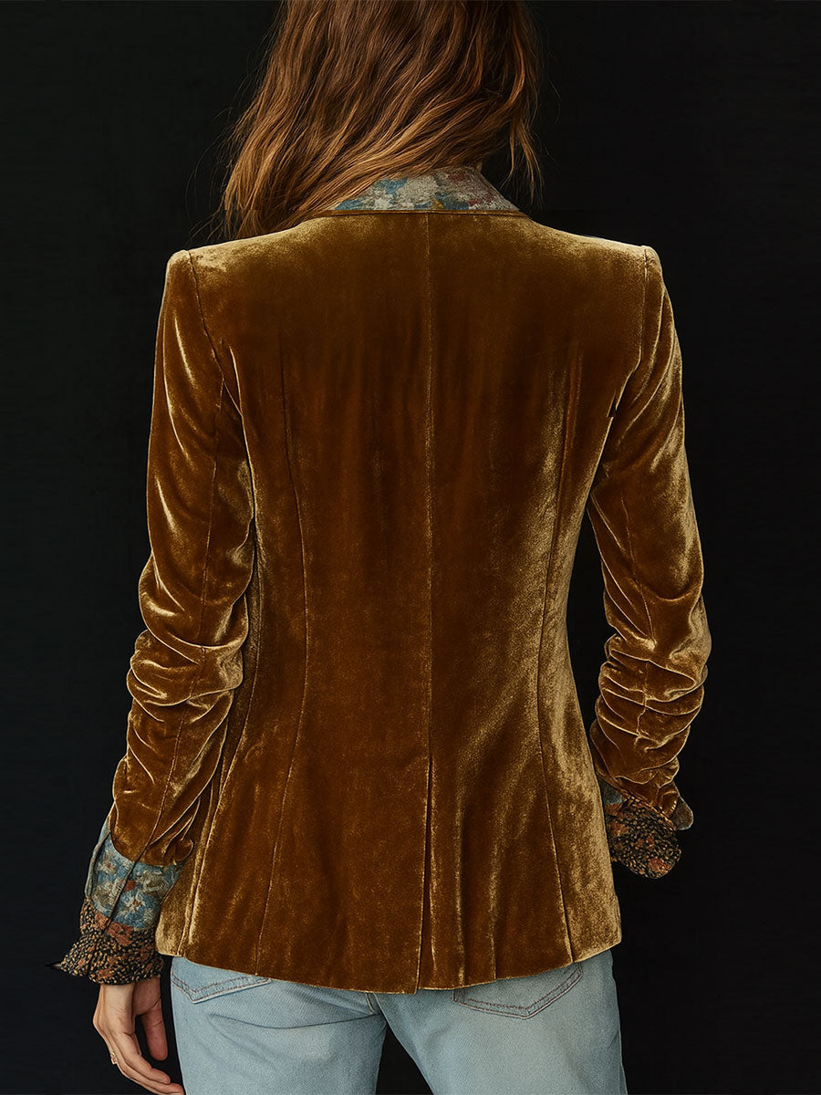 Blazer patchwork con flores vintage