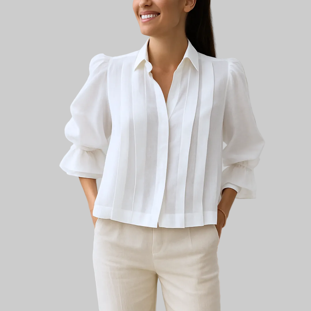 Blusa de algodón plisada elegante