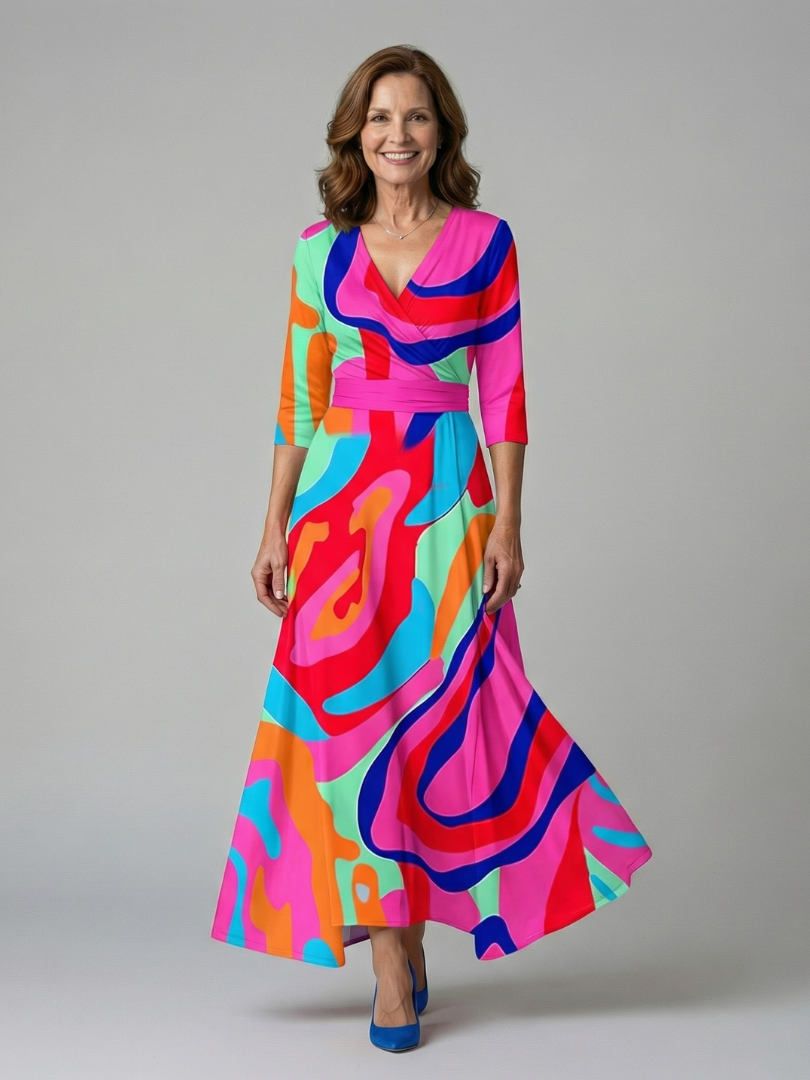 Vestido midi cruzado con estampado floral