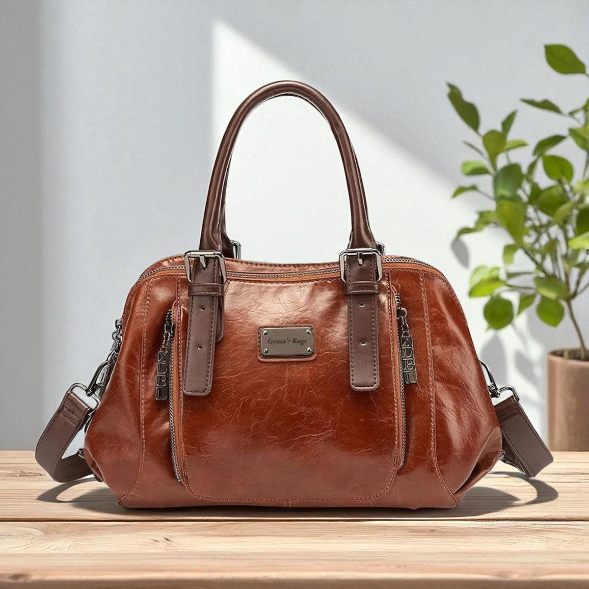 Bolsa de hombro de piel