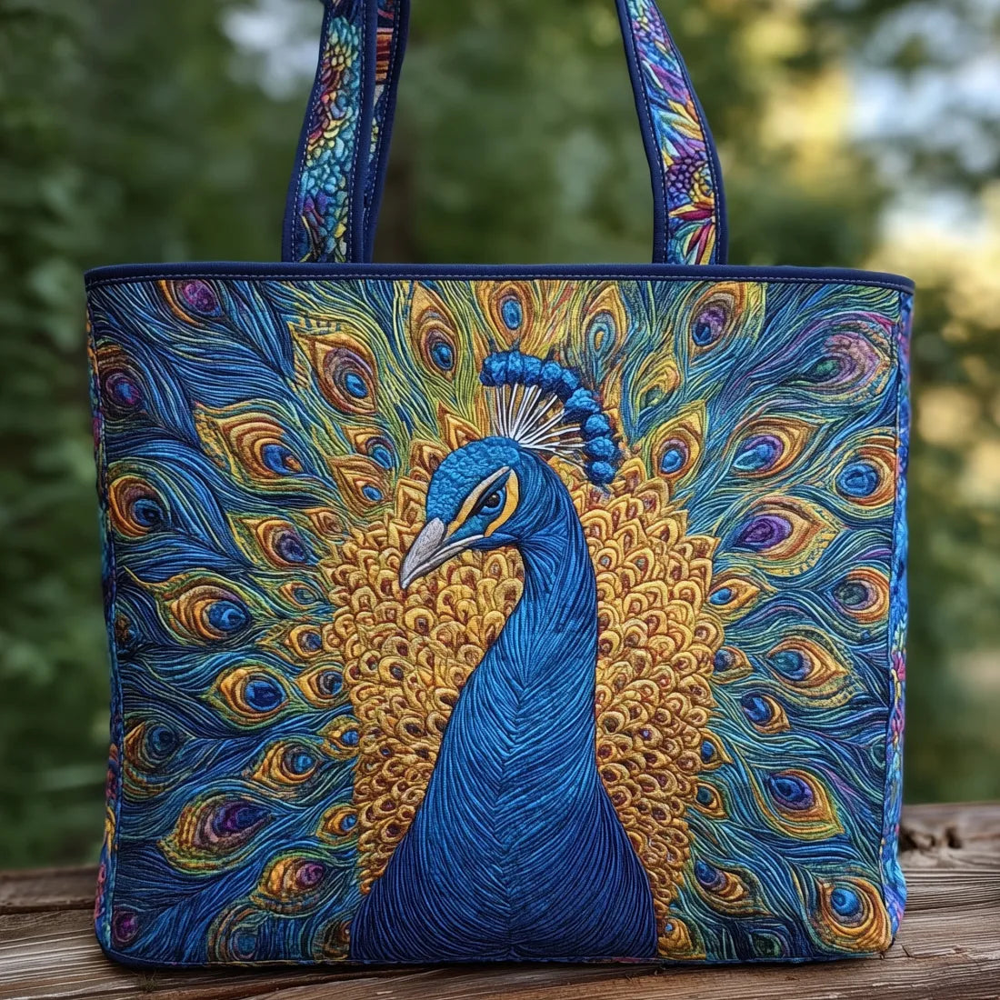 Bolso acolchado con pavo real