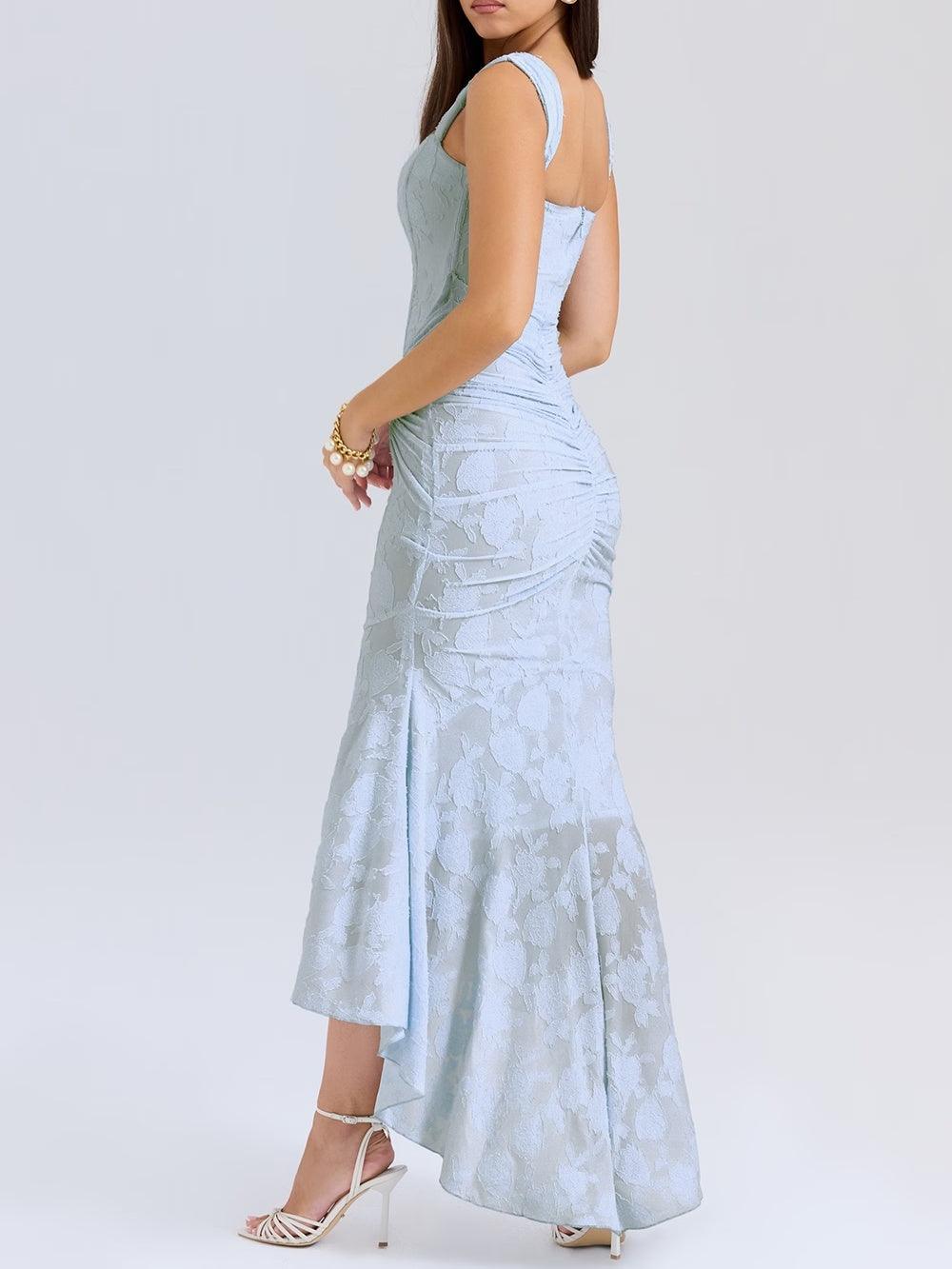 Vestido midi de encaje con drapeado