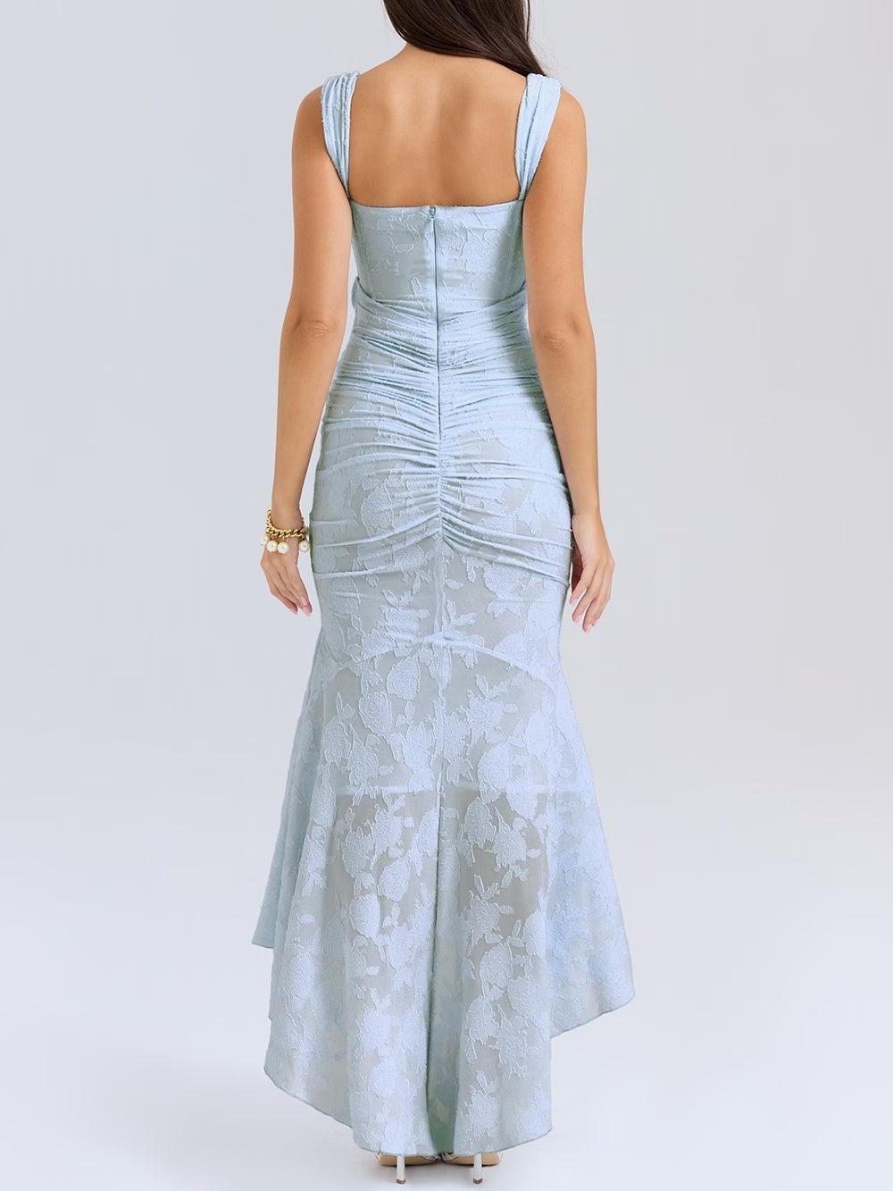 Vestido midi de encaje con drapeado