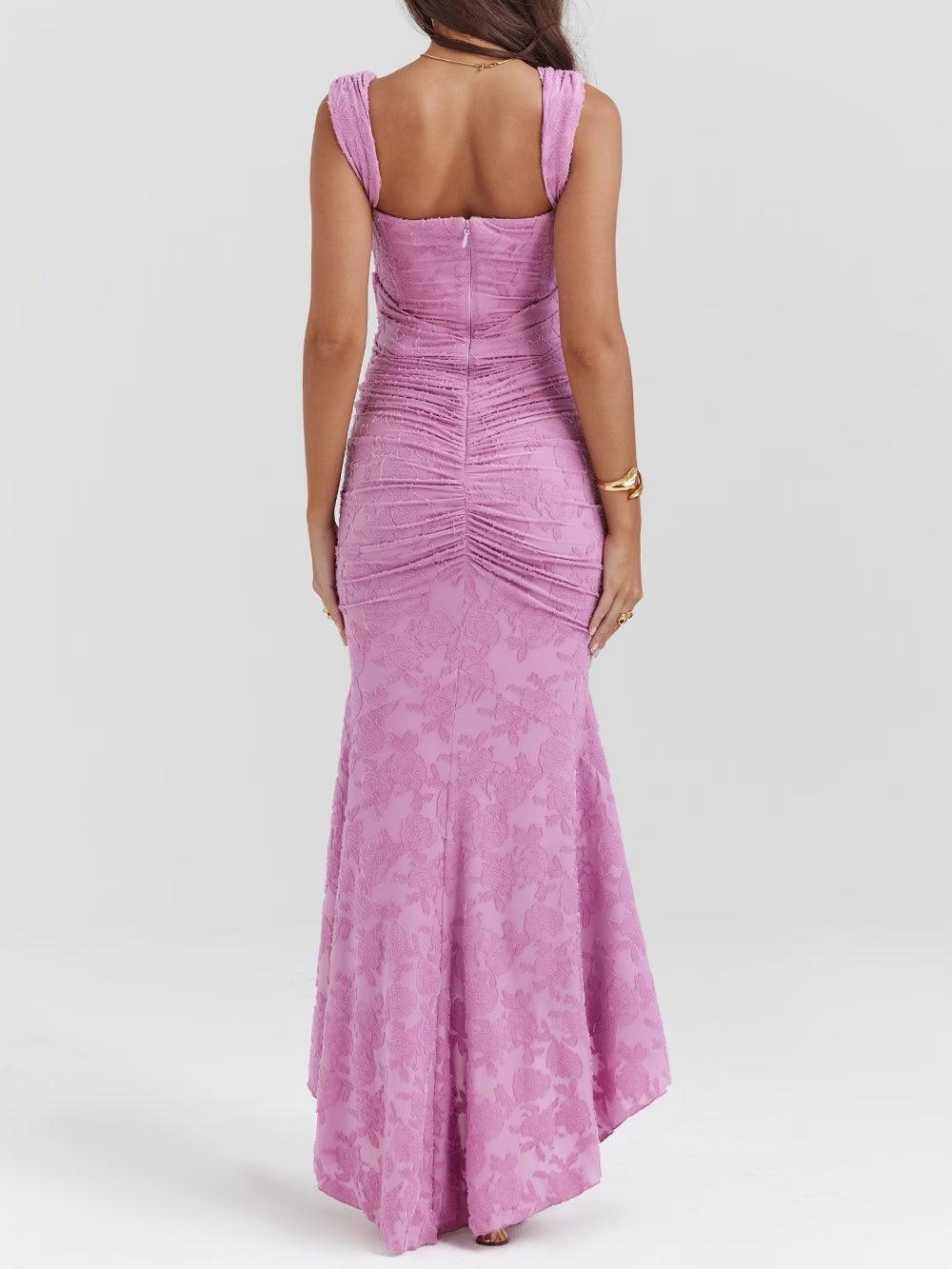 Vestido midi de encaje con drapeado