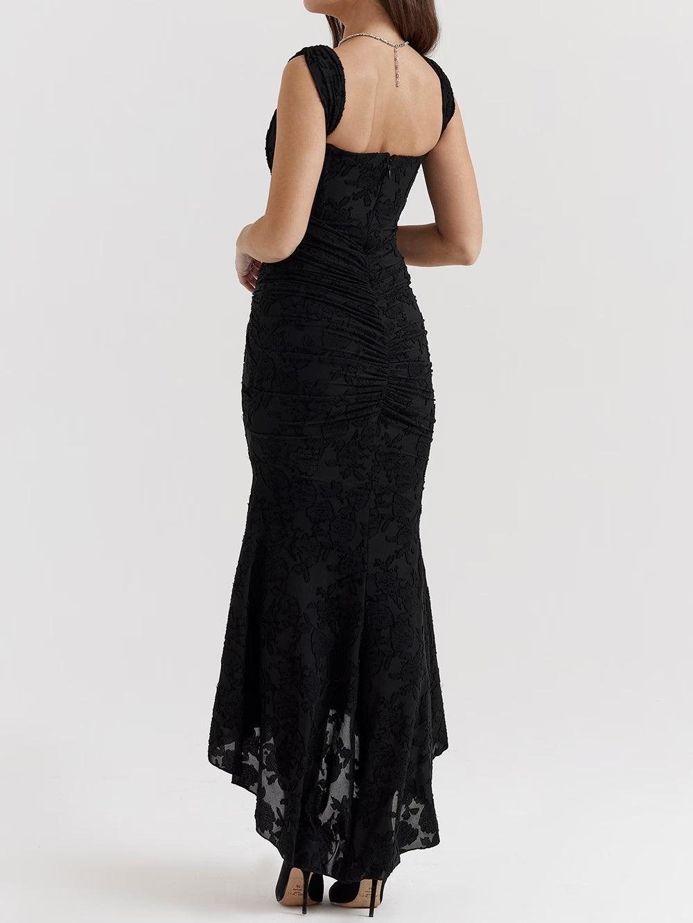 Vestido midi de encaje con drapeado