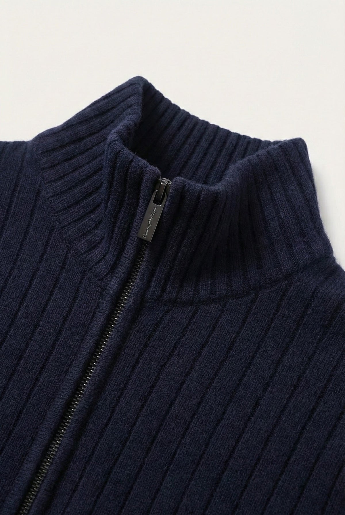 Leon Rib Zip-Up Navy | Ribbed Zip-Up Knit