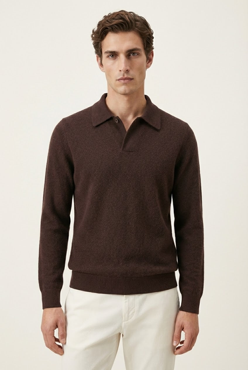 Ario City Polo Maroon | Long-Sleeve Knit Polo