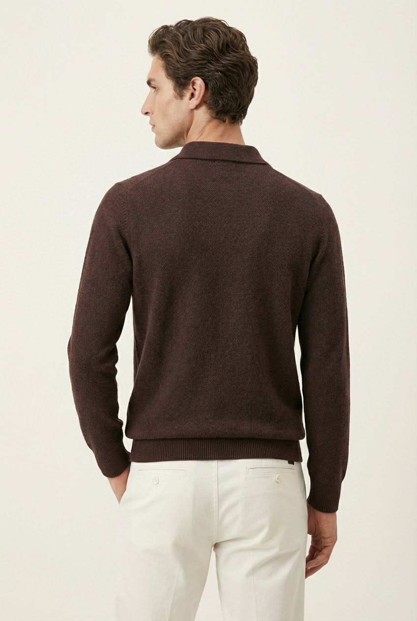 Ario City Polo Maroon | Long-Sleeve Knit Polo