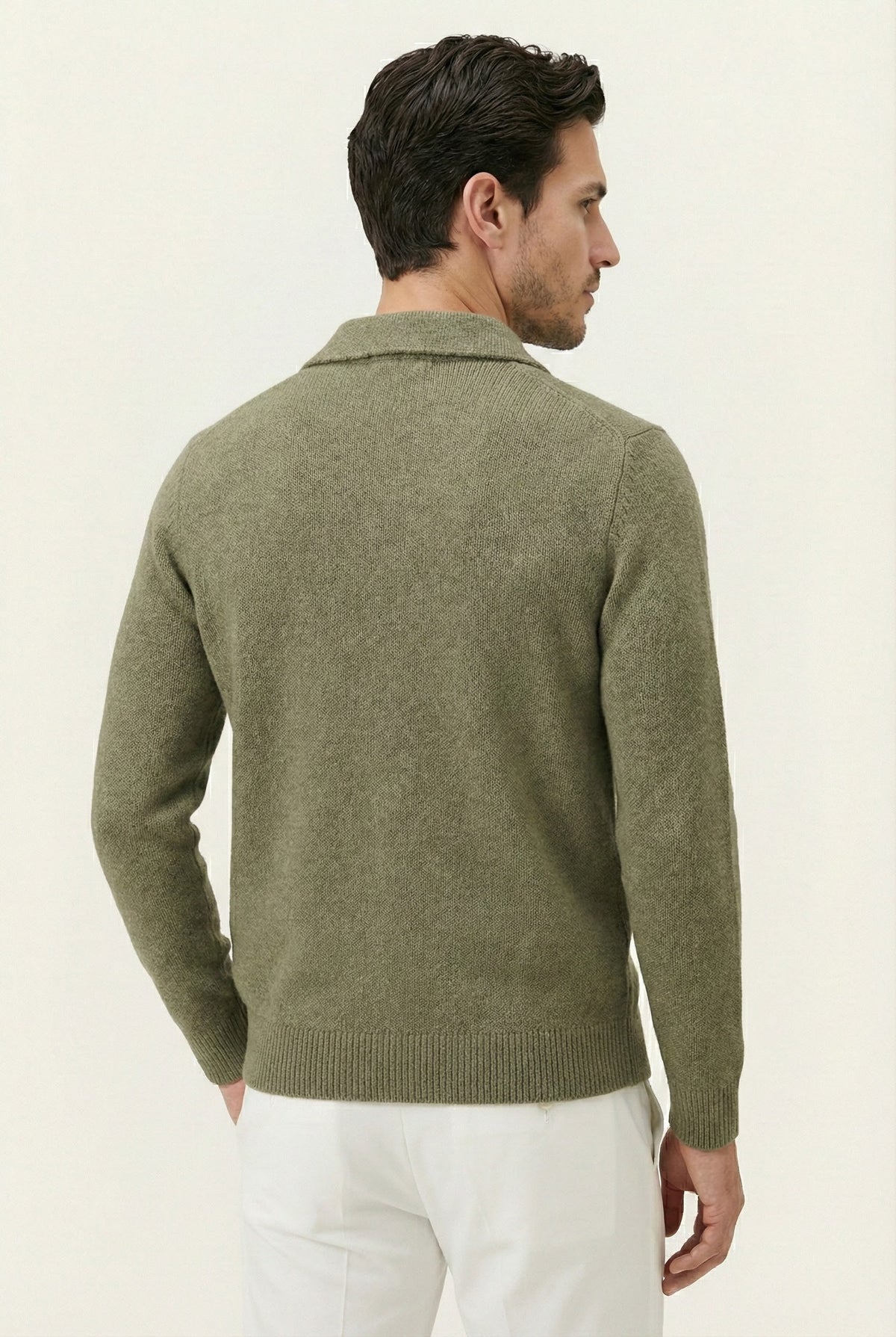 Santio Knit Cardigan Green | Button-Front Knit with Chest Pockets