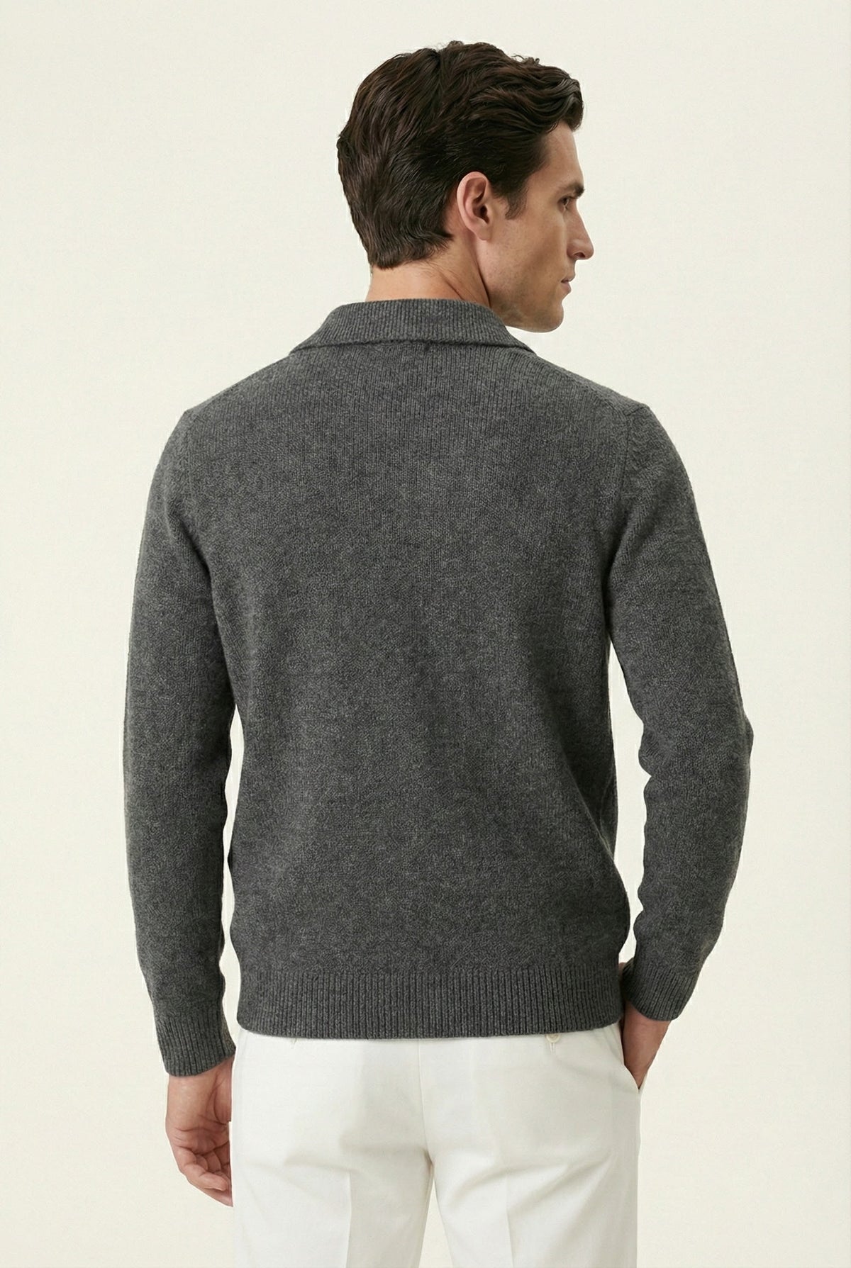 Santio Knit Cardigan Grey | Button-Front Knit with Chest Pockets