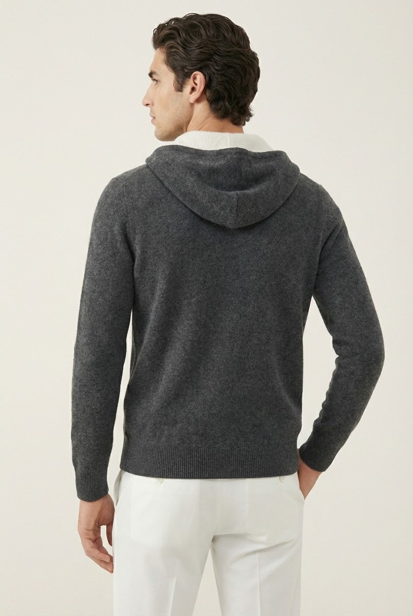 Santo Zip-Up Grey | Hooded Knit Zip-Up