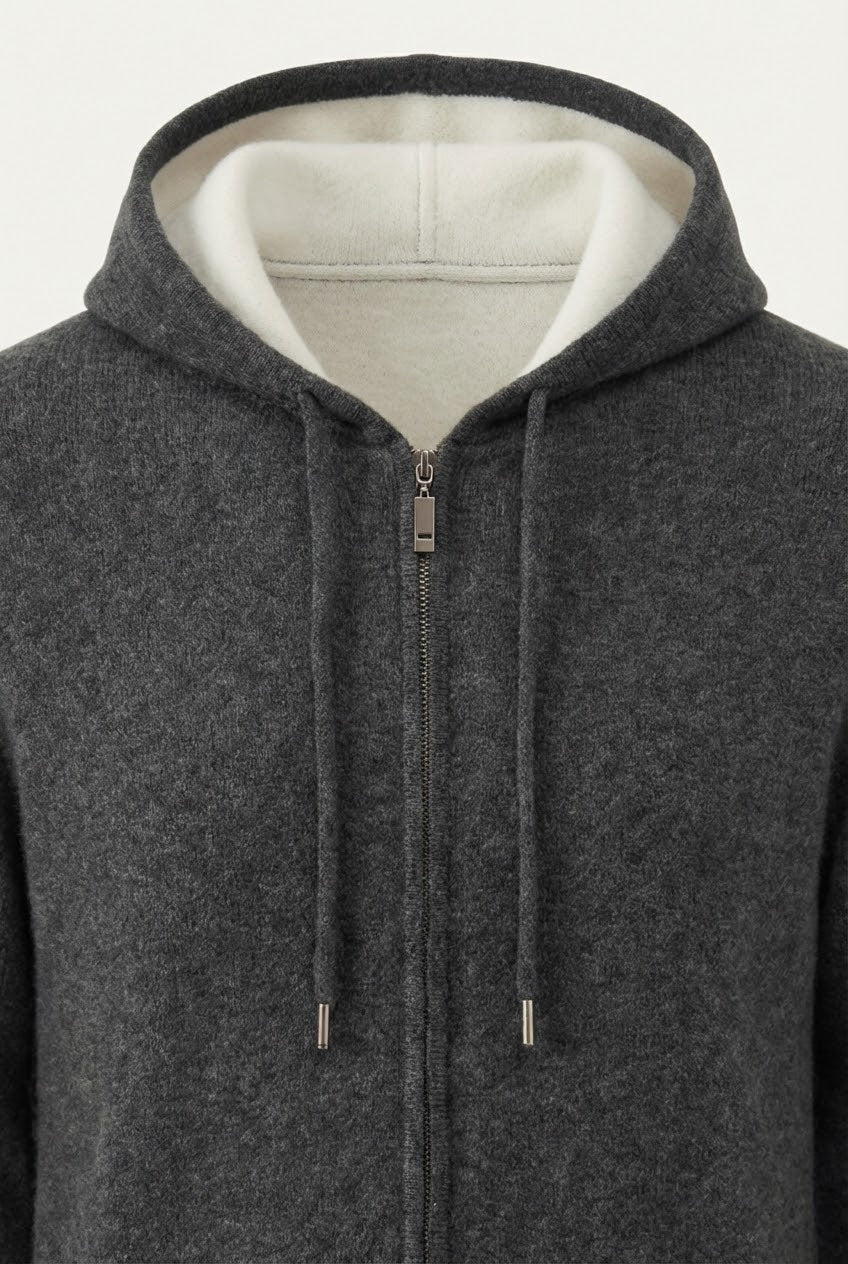 Santo Zip-Up Grey | Hooded Knit Zip-Up