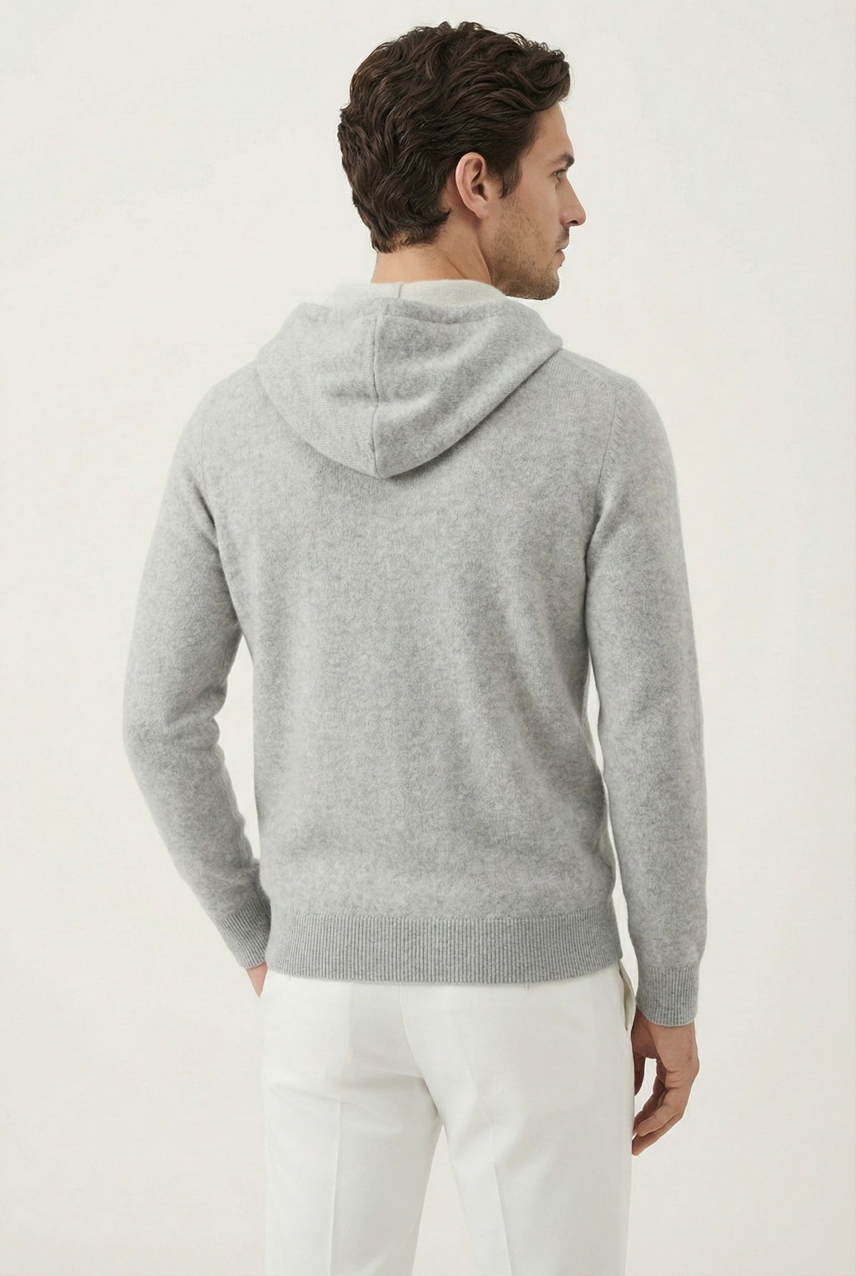 Santo Zip-Up Light Grey | Hooded Knit Zip-Up