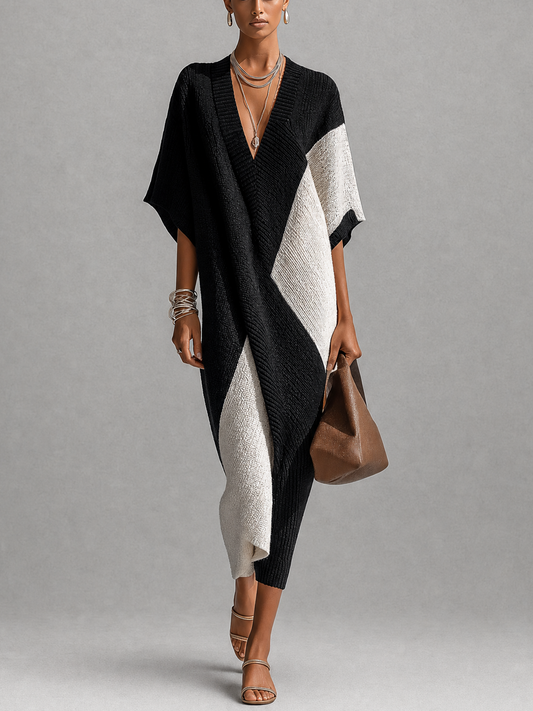Vestido midi ébano y marfil