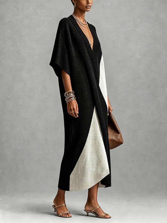 Vestido midi ébano y marfil