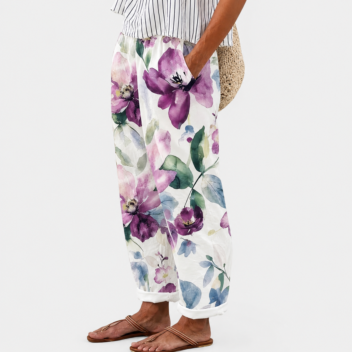 Pantalón floral lavanda