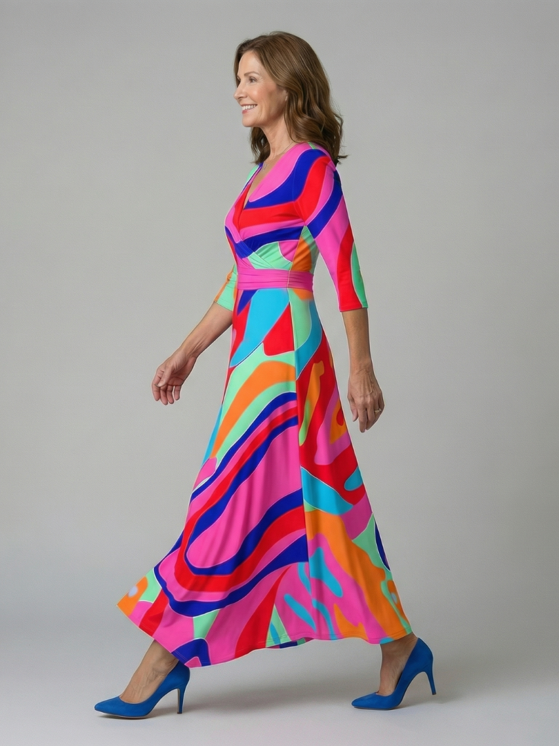 Vestido midi cruzado con estampado floral