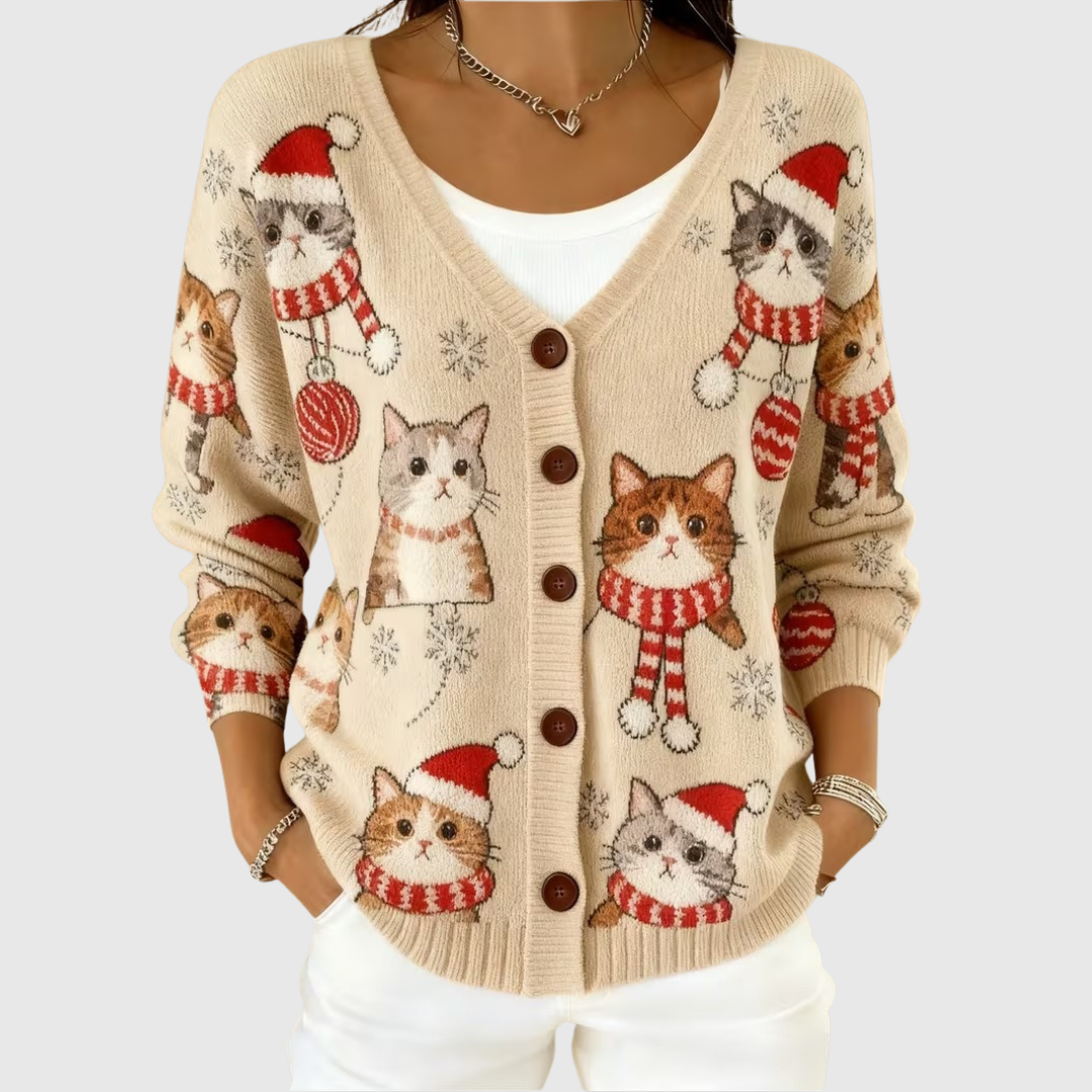 Cárdigan de punto con estampado navideño