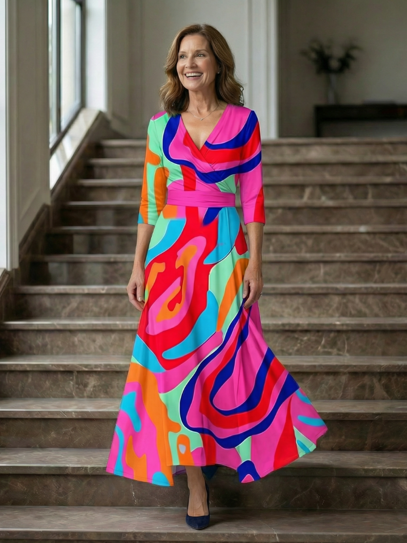 Vestido midi cruzado con estampado floral