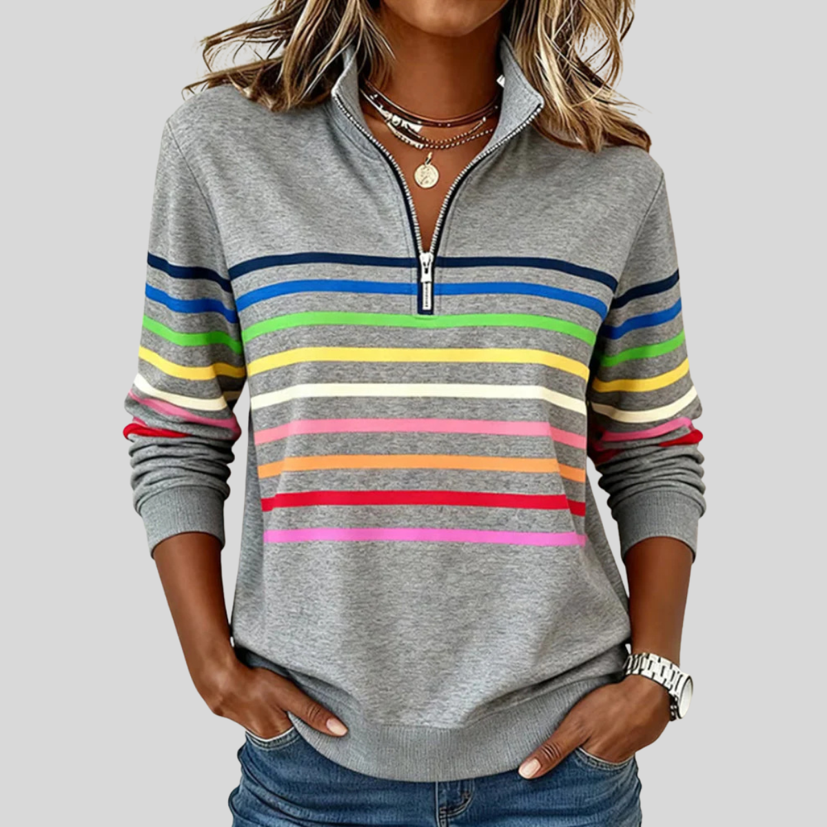 Jersey de punto con cuello y cremallera