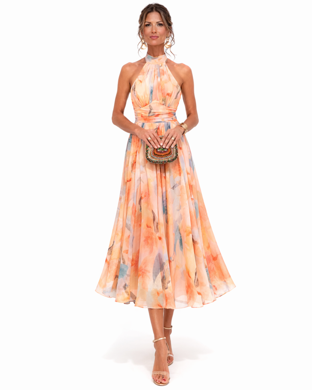 Vestido midi con estampado acuarela