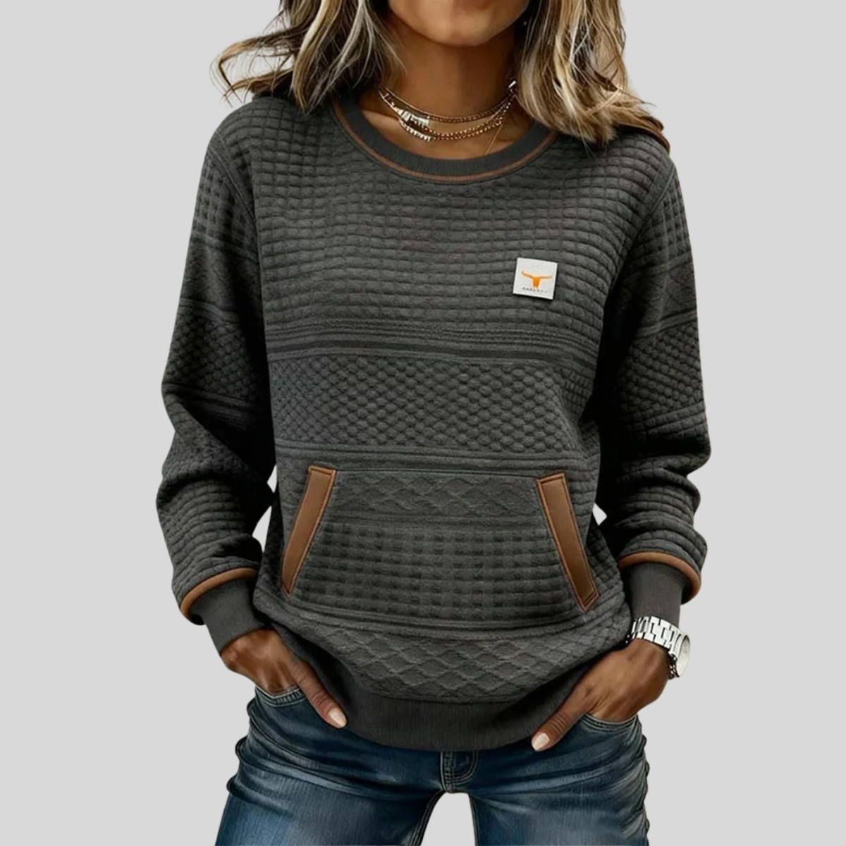 Jersey de punto con bolsillo y detalles en contraste