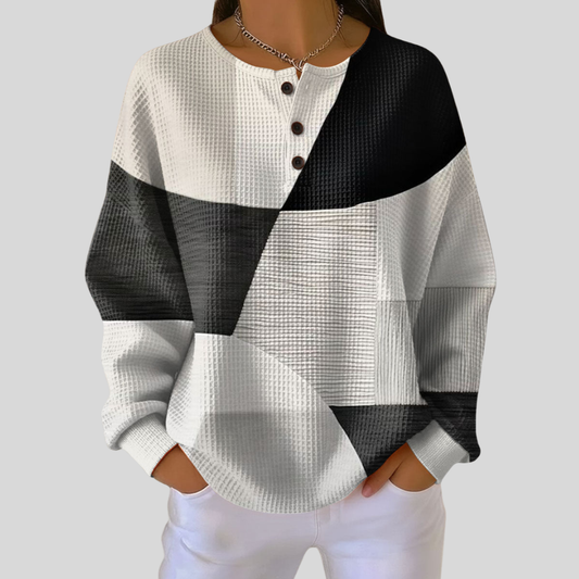 Top henley de punto waffle