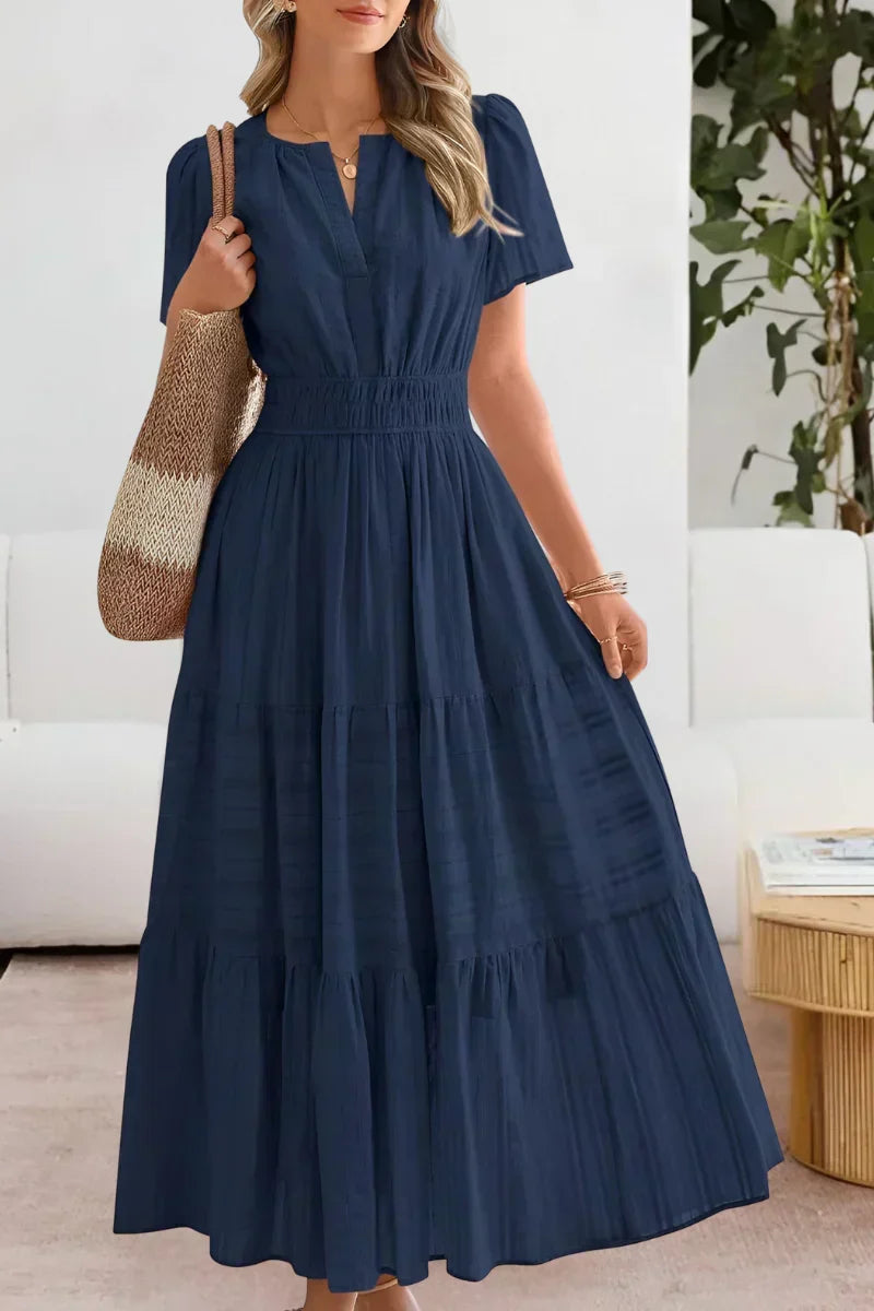 Vestido maxi con cintura fruncida
