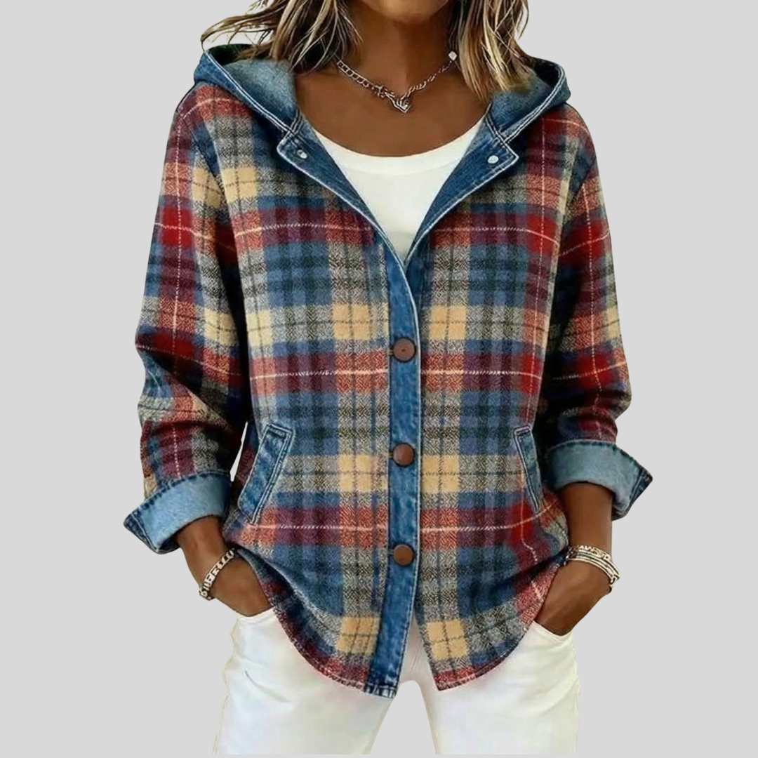 Chaqueta de cuadros con capucha