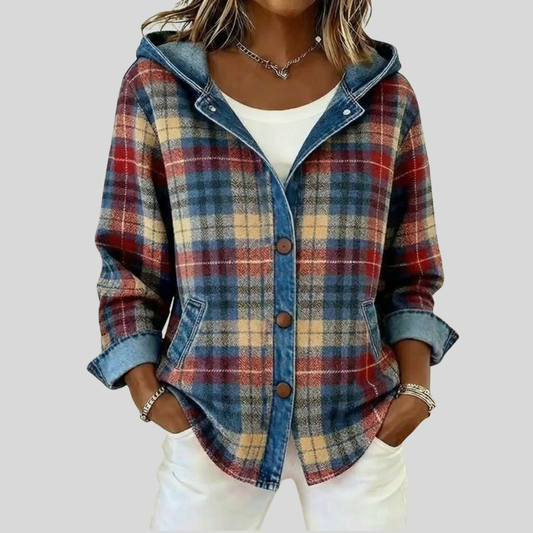 Chaqueta de cuadros con capucha