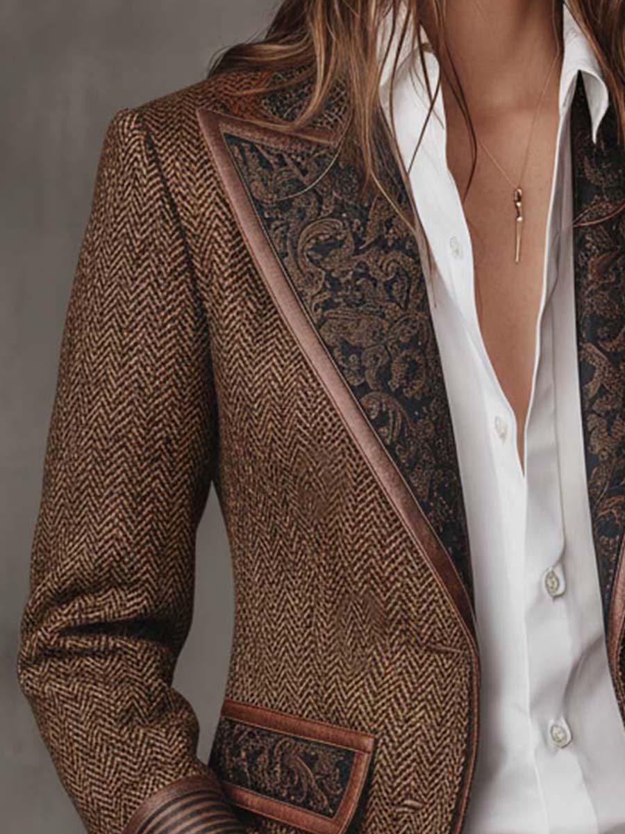 Blazer con paneles estampados en contraste