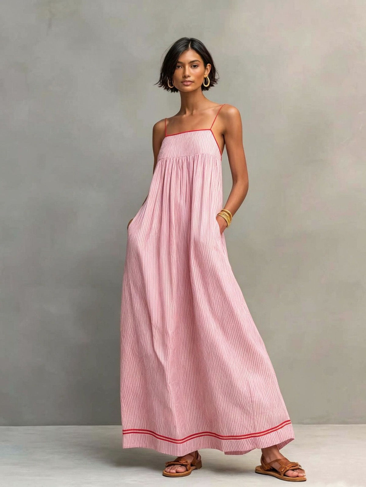 Vestido largo fluido con tirantes