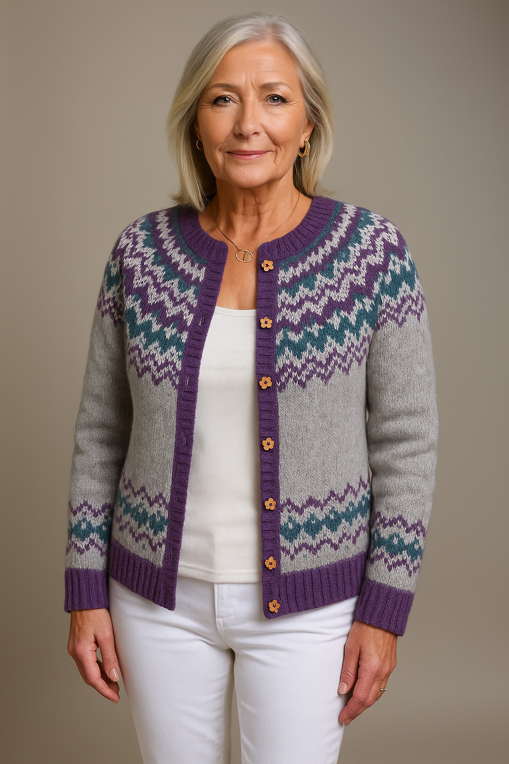 Cárdigan gris violeta