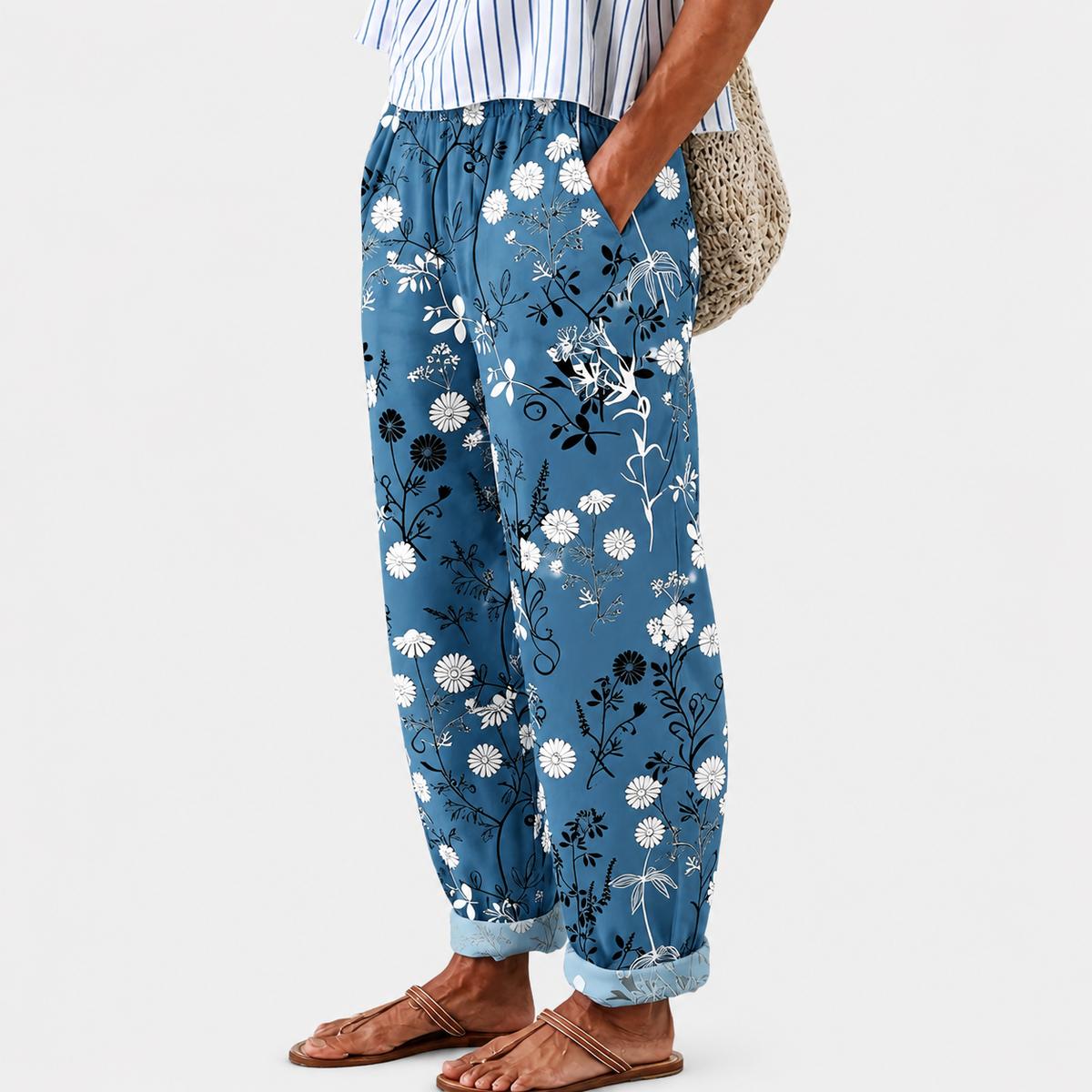 Pantalón floral azul