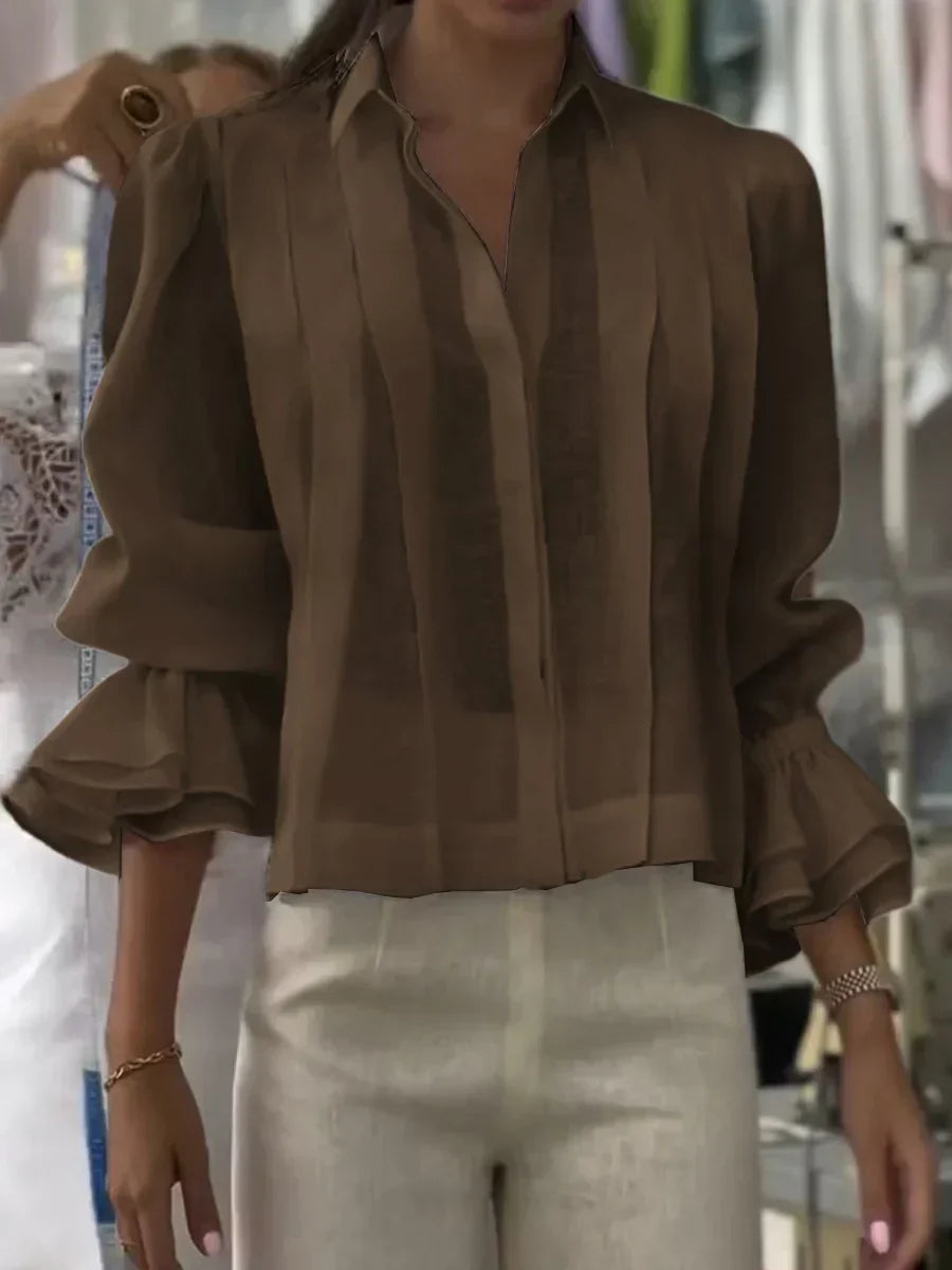 Blusa de algodón plisada elegante