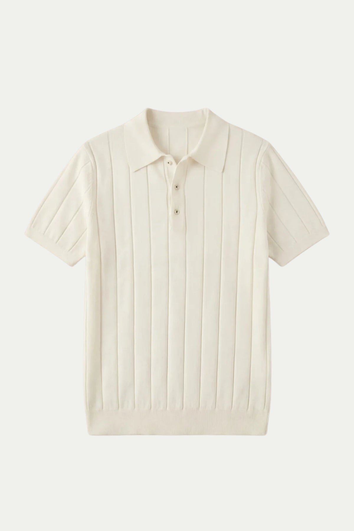 Ivory Venezia Polo | Ribbed Knit Polo