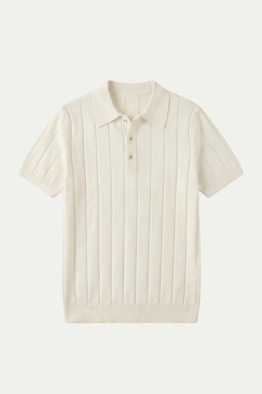Ivory Venezia Polo | Ribbed Knit Polo