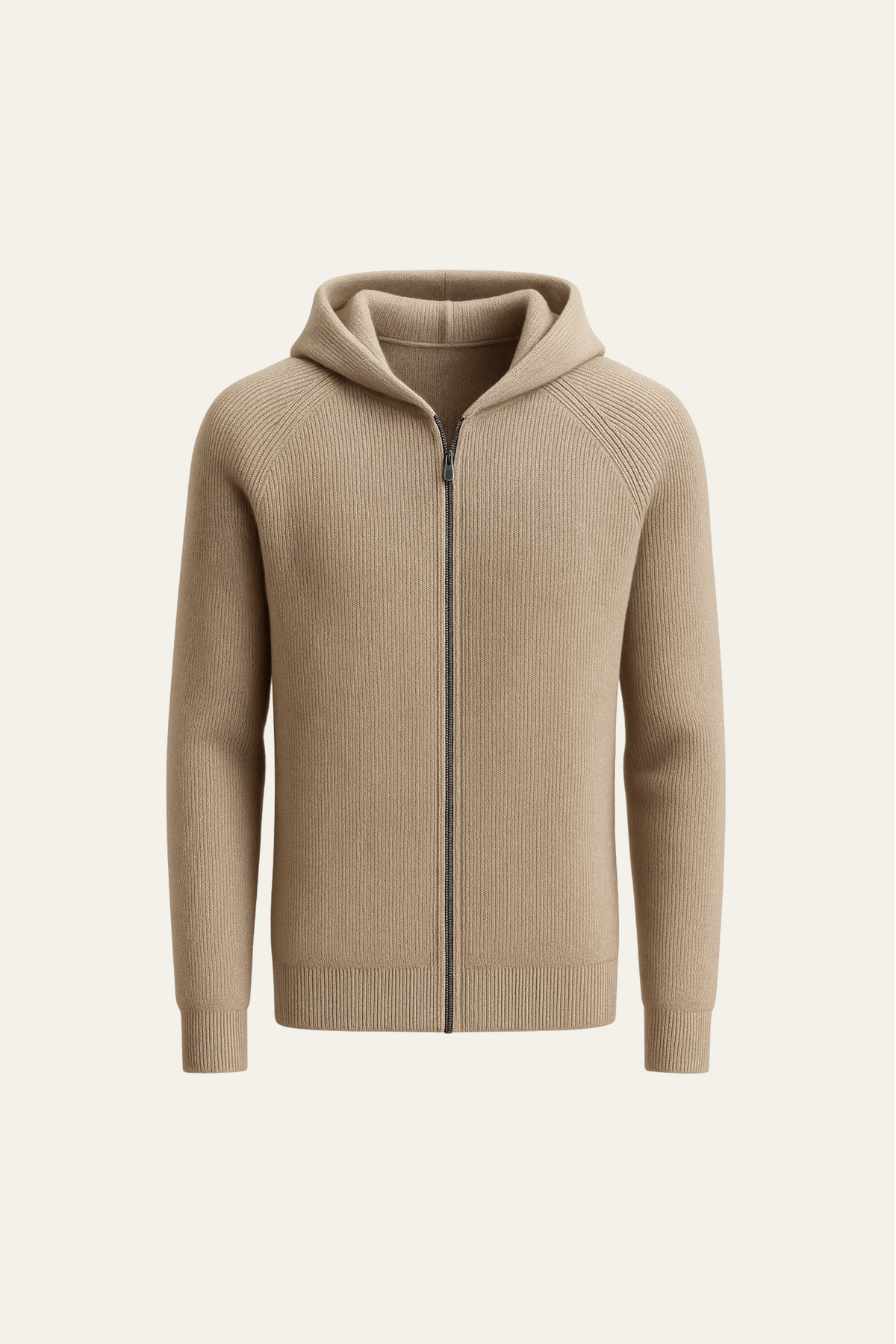Siro Voyager Zip-Up Taupe | Merino Hooded Zip-Up